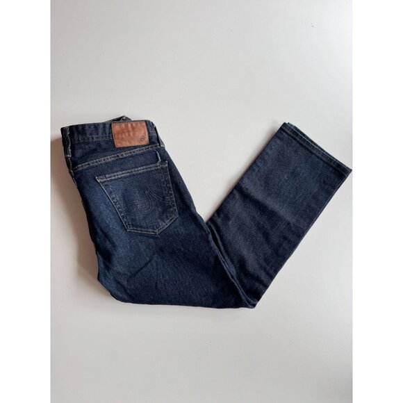 ADRIANO GOLDSCHMIED Matchstick Dark Indigo Stretch Slim Straight Jeans, Size 32 - Picture 1 of 11